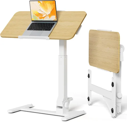 Vista 11 de JOY worker Mesa plegable de vidrio para sobrecama, escritorio ajustable en vidrio blanco