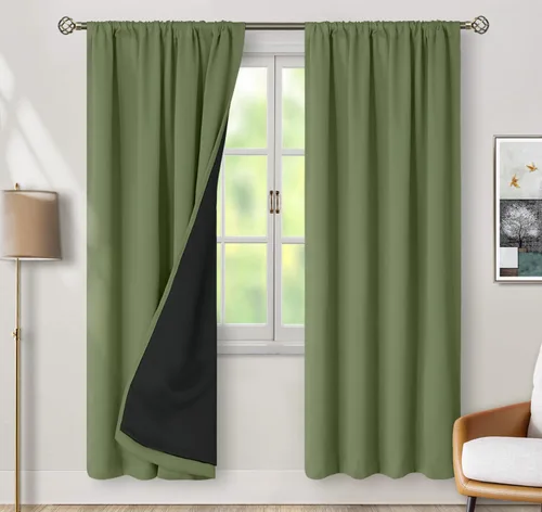 Vista 102 de BGment - Cortinas opacas para sala de estar de 63 pulgadas de largo, juego de 2 paneles, cortinas para oscurecer toda la habitación, cortinas