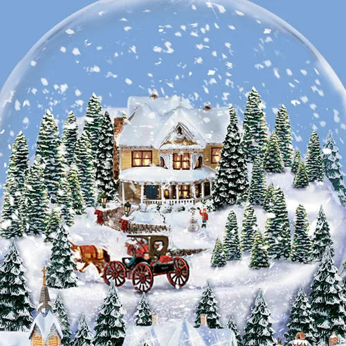 Vista 2 de The Bradford Exchange Thomas Kinkade Bola de Nieve del Pueblo Navideño Victoriano