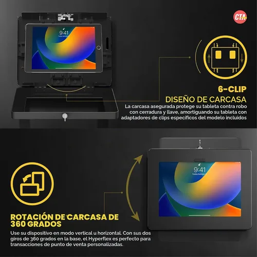 Vista 5 de Soporte de pared para iPad con bloqueo – Soporte de pared antirrobo CTA para iPad de 10.9 pulgadas – iPad 7ª/8/9 Gen – iPad Air 4 – Galaxy Tab