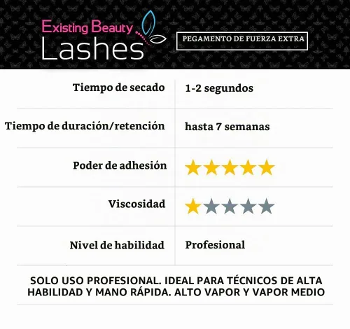 Vista 4 de Existing Beauty Lashes - Pegamento de extensión de pestañas profesional extra fuerte para extensiones de pestañas, se seca en 1-2 segundos