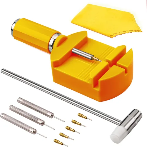 Vista 7 de Kit de herramientas de extracción de eslabones de reloj para ajuste de pulsera, herramienta de tamaño de banda con empujador de alfiler, pasadores