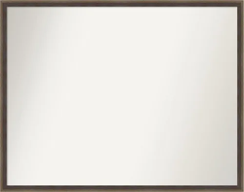 Vista 86 de Amanti Art Brown Bathroom Mirror for Over Sink, 21x33 Custom Made Hardwood Wedge Mocha Rectangle Vanity Mirror, Large Modern Wood Frame, Hangs