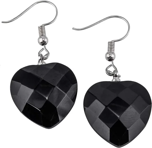 Vista 2 de Nupuyai - Pendientes para mujer, diseño de corazón con piedra de corazón