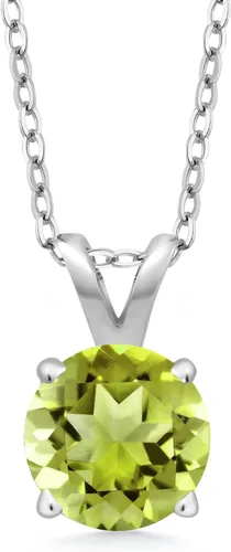 Vista 156 de Gem Stone King Collar con colgante solitario de plata de ley 925 de 0.236 in con piedra natal redonda Collar de 4 puntas para mujer Con cadena