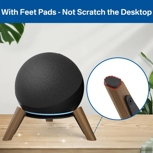 Vista 4 de Soporte de escritorio de madera para Echo Dot de 4ª y 5ª generación y soporte para Echo Dot Max para un mejor sonido, soporte de altavoz de trípode