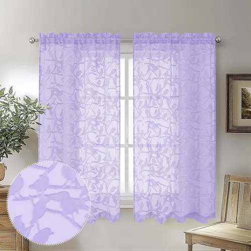 Vista 77 de OVZME Anji Clip Voile Sheer Tiers RD 2X30X36 Negro