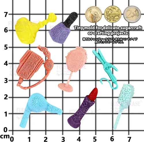 Vista 4 de FUNSHOWCASE Herramienta de maquillaje de vestir molde de silicona de caramelo para decoración de pasteles, arcilla, manualidades