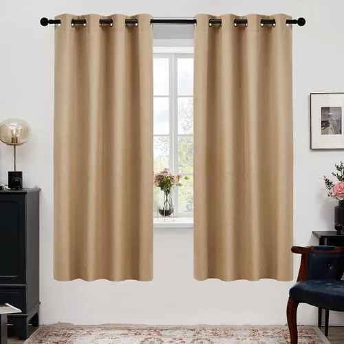 Vista 28 de Deconovo - Cortinas opacas 100% ligeras de lino sintético para dormitorio, cortinas térmicas aisladas para reducir el ruido para comedor, sala