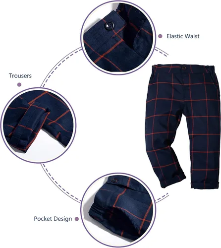 Vista 5 de Trajes formales para niños, conjuntos de ropa para niños, 4 piezas, camisas + chaleco + pantalones + pajarita, trajes de esmoquin para niños de 2 a