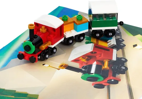 Vista 2 de Hallmark Tarjeta de Navidad Lego para niños (kit de construcción de tren de juguete)
