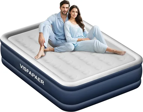 Vista 9 de Colchón de aire twin con bomba incorporada elevada, colchón inflable de 18 pulgadas de alto, colchón inflable eléctrico, cama de inflado rápido