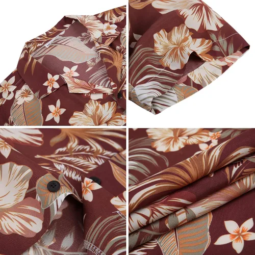 Vista 6 de MCEDAR Hawaiian Shirt for Men Regular Fit Short Sleeve Button Down Summer Beach Tropical Aloha Shirts S-3XL