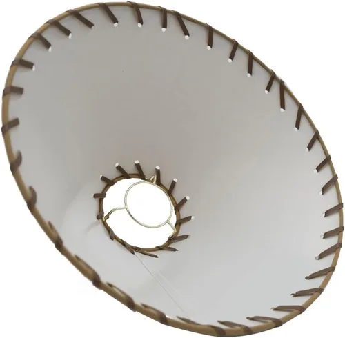 Vista 3 de Papel pergamino Kraft cosido Trim 14 pulgadas Chimenea Estilo Lámpara Sombra