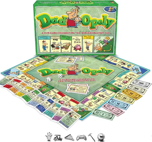 Vista 2 de DadOpoly - El divertido juego de mesa familiar para papás y niños, risas nocturnas familiares y diversión de humor para papá