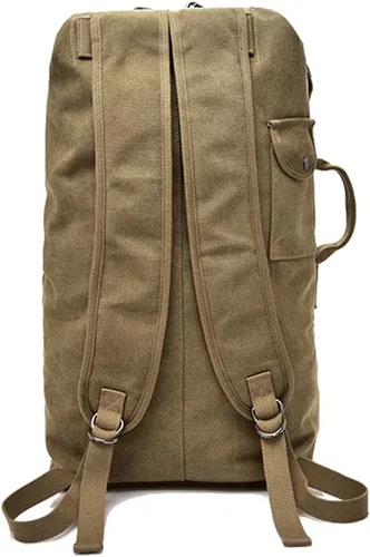 Vista 5 de Bolsa de escalada de viaje de gran capacidad, bolsa de lona militar táctica de carga superior de doble correa mochila de lona
