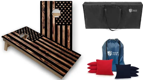 Vista 12 de Tailgating Pros Cornhole Boards - Juego de Cornhole de 4 x 2 pies con patrón de madera de grado torneo con funda de transporte y juego de 8 sacos