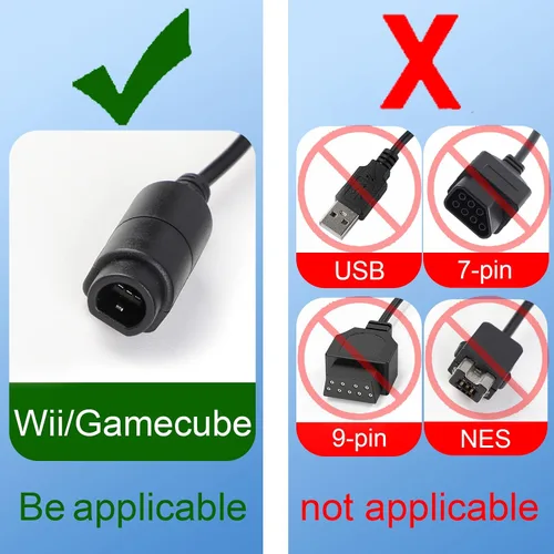 Vista 2 de JoFong Wii NGC - Cable de extensión de controlador para WiiGamecube Plug and Play con cable de control de videojuegos cable de extensión de Gamepad
