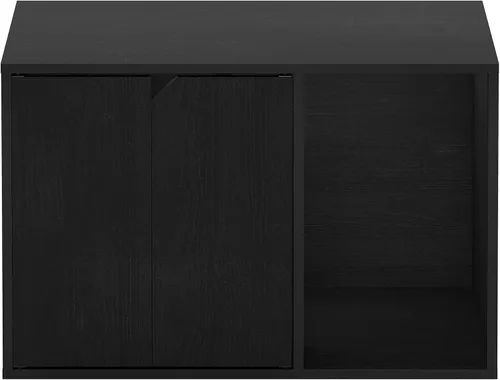 Vista 6 de Caja de arena Furinno Peli, Pequeña, Americano Entrada lateral, muebles ocultos, casa de madera para mascotas con puertas, fácil montaje