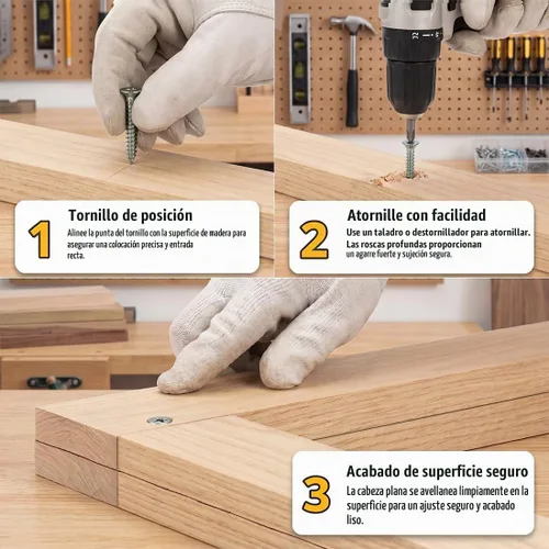 Vista 6 de BCP Fasteners 100 unidades de tornillos para madera Phillips de cabeza plana de 1/2" inoxidable #6 (BCP16)