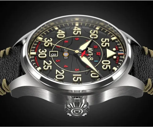 Vista 4 de AVI-8 Watch Hawker Hurricane Clowes Chronograph Limited Edition Genuine Leather Strap
