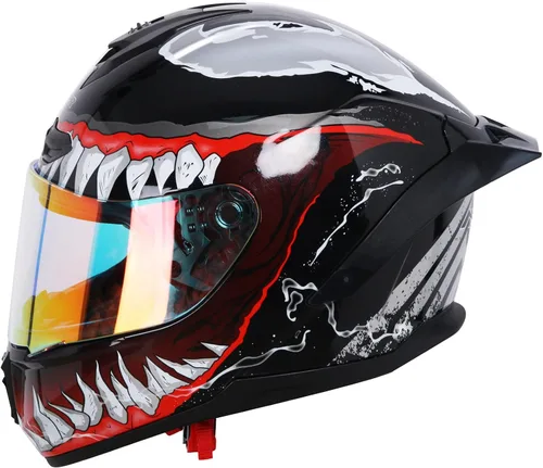 Vista 3 de Casco de motocicleta retro de cara completa aprobado por DOT