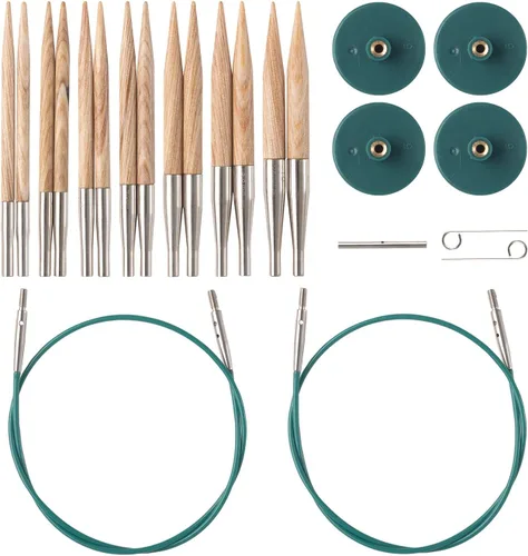 Vista 5 de Knit Picks Opciones Juego de agujas de tejer de madera intercambiables cuadradas cortas de 2-3/4" (Foursquare)
