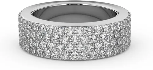 Vista 5 de Anillo redondo de 3.02 quilates de talla brillante con diamantes naturales de media eternidad Brillantes en diamantes engastados en pavé