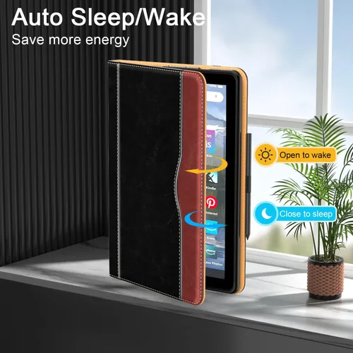 Vista 5 de Grifobes - Funda para Fire HD 8/8 Plus de piel sintética de 12ª/10ª generación Fire HD 8/8 Plus Premium PU Leather Folio Auto Wake/Sleep Cover with