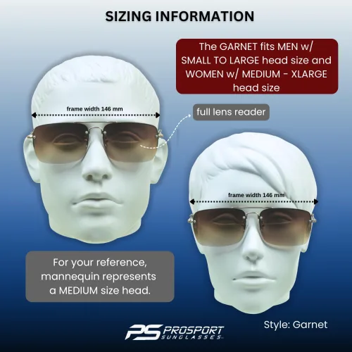Vista 3 de proSPORT Gafas de sol Lectores Lente Completo Cuadrado Aviador Sin Montura Metal Plata Oro Gradiente Gris Marrón Tinte Hombres Mujeres NO BIFOCAL