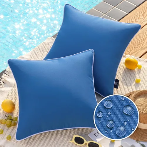 Vista 19 de Phantoscope - Juego de 2 fundas de almohada y cojín cuadradas decorativas, impermeables, para intemperie, sofás, carpas, 18 x 18 pulgadas