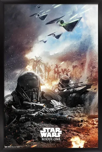 Vista 8 de Trends International Star Wars: Rogue One - Póster de pared de trinchera, 14.725 x 22.375 pulgadas, versión enmarcada de madera de granero Versión