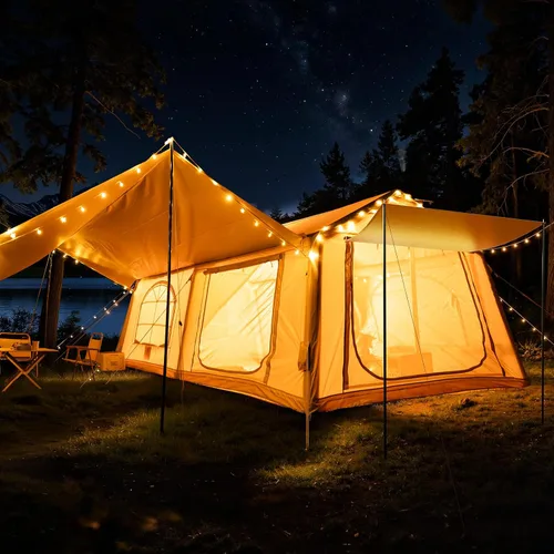 Vista 11 de Inflatable Tent for Camping, Waterproof Oxford Large Blow Up Hot Tent with Pump, Easy Setup Inflatable Glamping House Air Tent for Family