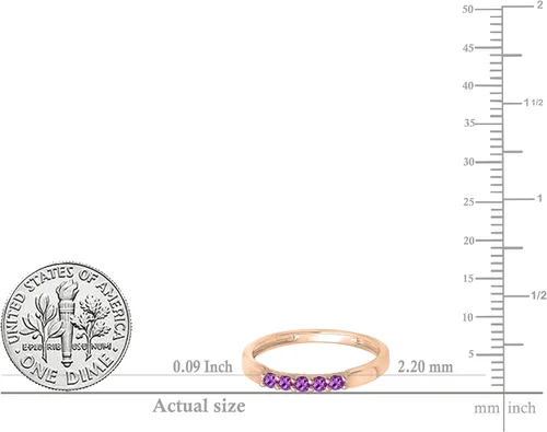 Vista 81 de Dazzlingrock Collection Anillo de boda redondo de 5 piedras preciosas o diamantes para mujer en oro macizo de 10 K/14 K/18 K