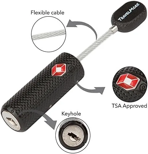 Vista 2 de Cerraduras de equipaje aprobadas por la TSA con llaves para viajes Candado de llave flexible ultra seguro y material de aleación de zinc de metal