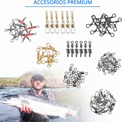 Vista 3 de Kit giratorio de pesca 190pcs Accesorios de pesca Tackle rodamiento