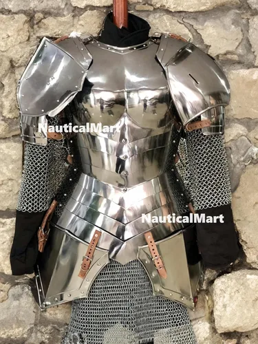 Vista 4 de Traje de mujer renacentista con armadura medieval LARP