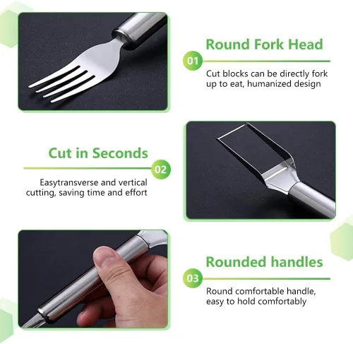 Vista 3 de 1 Pack Stainless Steel Watermelon Slicer and Fork 2-in-1