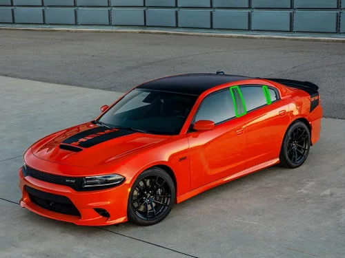 Vista 2 de Rvinyl Kit de moldura de ventana precortada para poste de pilar en aluminio negro cepillado compatible con Dodge Charger 2011-2023 - Parte trasera