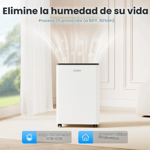 Vista 2 de [Usado] Candy Deshumidificadores de 2000 pies cuadrados para el hogar, deshumidificador portátil de 34 pintas con modo continuo/automático, tanque