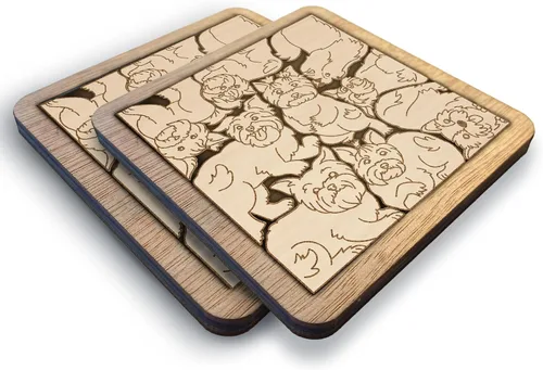 Vista 13 de Posavasos de Rompecabezas de Madera con Perro American Pit Bull Terrier - Regalo Único para Amantes de Perros Pitbull, Posavasos de Rompecabezas