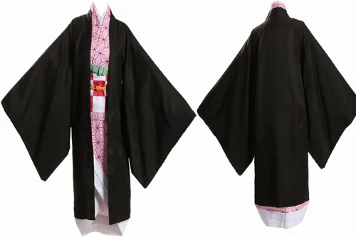 Vista 2 de oMancham Tanjiro Nezuko Zenitsu Giyuu Shinobu - Disfraz de cosplay de anime y kimono, disfraz de Halloween para niños y adultos