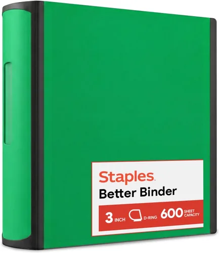 Vista 41 de Carpeta con anillos en forma de "D" de 1 pulgada para mejor visualización Staples, Negro