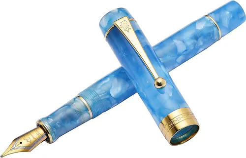 Vista 18 de Jinhao 100 - Pluma estilográfica de estilo clásico en celuloide, instrumento de escritura suave con punta #6, juego de pluma con convertidor