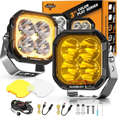 Vista 14 de Auxbeam Color Play Series SAE - Luces antiniebla LED de 3 pulgadas con DRL blanco y señal de giro para Ford Honda, Nissan, Subaru, Acura, Lexus