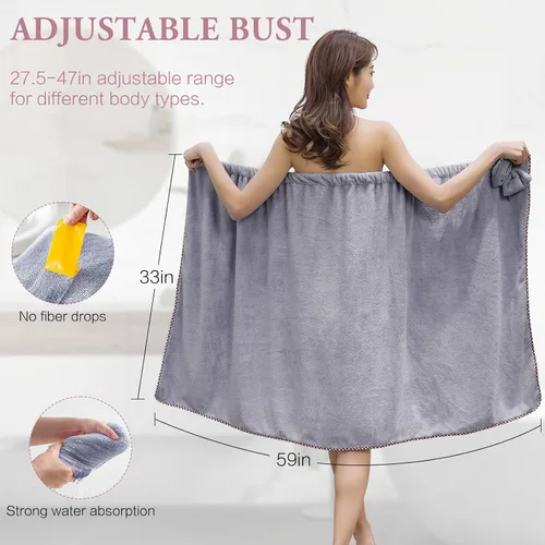 Vista 2 de Toalla de Baño para Mujeres - Toalla de Microfibra de Lujo Ajustable para el Cabello, Toallas Suave para la Ducha Después de la Cubierta Corporal