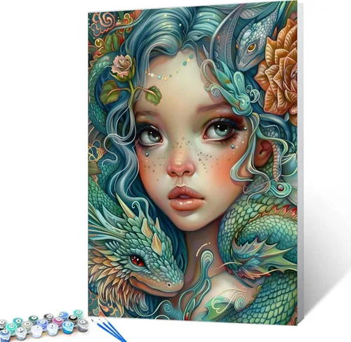 Vista 27 de Kit de pintura por números, lienzo de 16 x 20 pulgadas, pintura al óleo para niños, 16 x 20 pulgadas, pintura al óleo para adultos, adultos