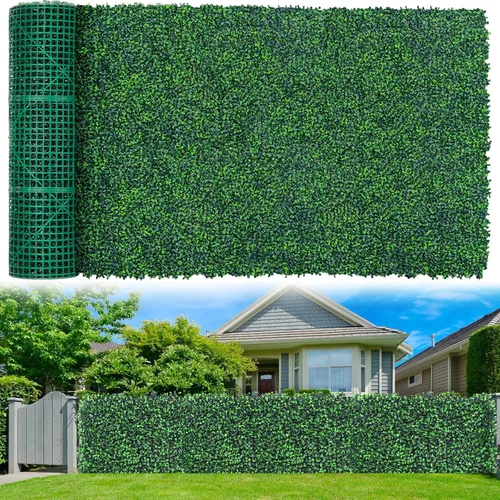 Vista 14 de Grooy Paneles de rollo artificiales de madera de boj, 40" x 120" (33.33 pies cuadrados) Pantalla de valla de privacidad con hojas de hiedra