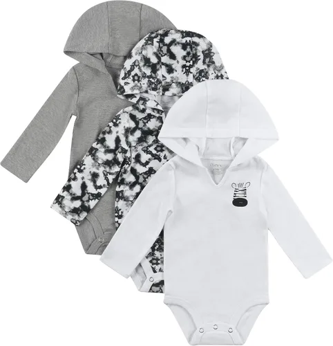 Vista 4 de Hanes Body de manga larga para bebé, sudadera con capucha para niños y niñas, paquete de 3