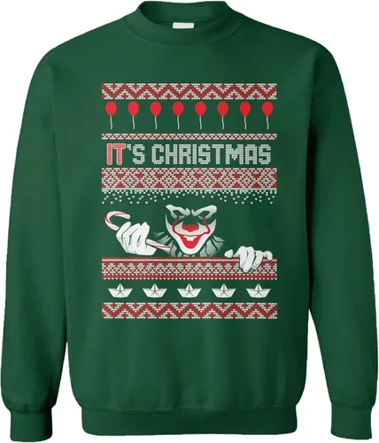 Vista 3 de Tcombo It's Christmas - Sudadera unisex con cuello redondo y payaso espeluznante para Navidad